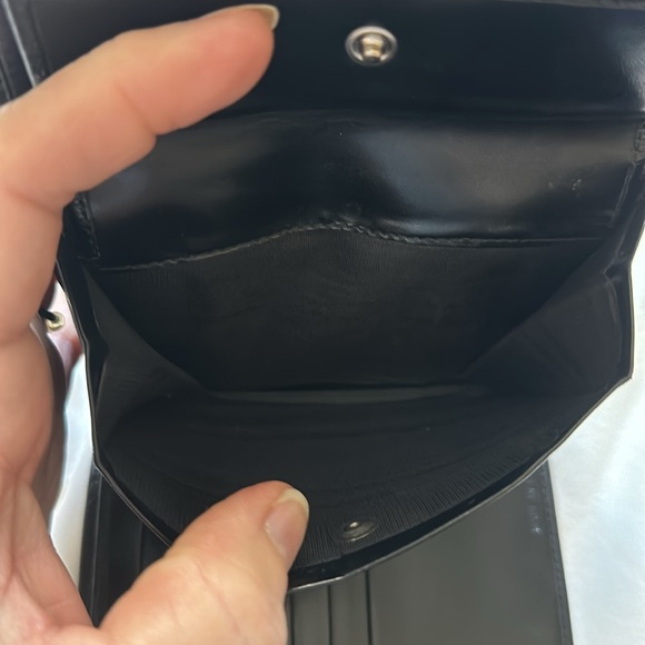 PRADA black leather patent wallet 5x4.5 inch Authentic Vintage clean & pristine - Picture 6 of 9